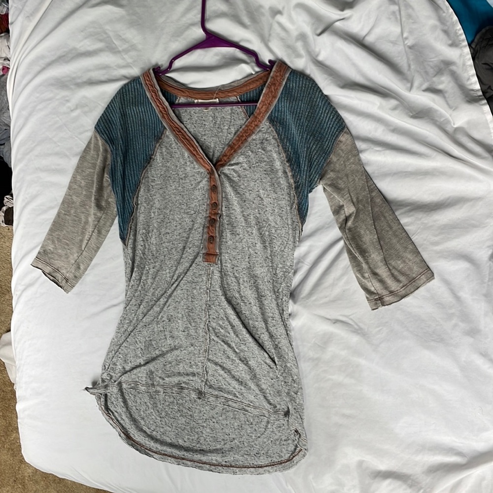 Size L, 3/4 Sleeves, Long, Grey, Women’s Soft Cotton Shirt